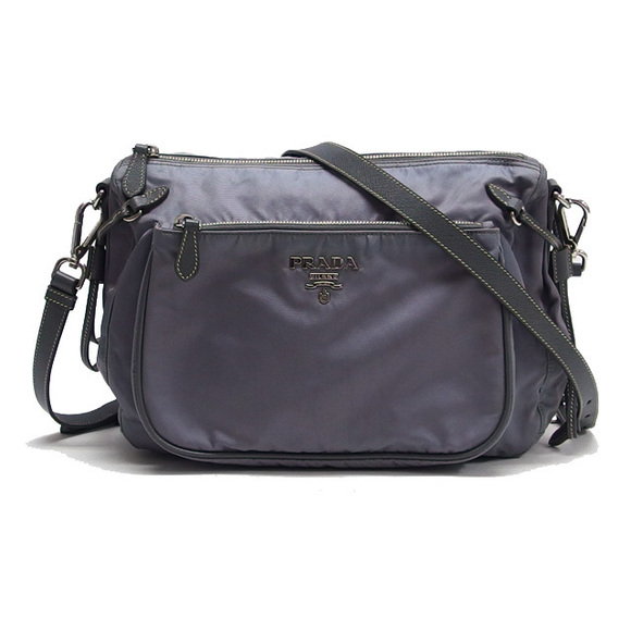 Prada Nylon Shoulder Bag Logo Gray - Picture 1 of 10